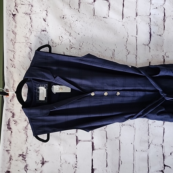 Anthropologie Jumpsuit Brielle Plaid Collar Button Sleeveless Blue - Size M NWT - Picture 4 of 12